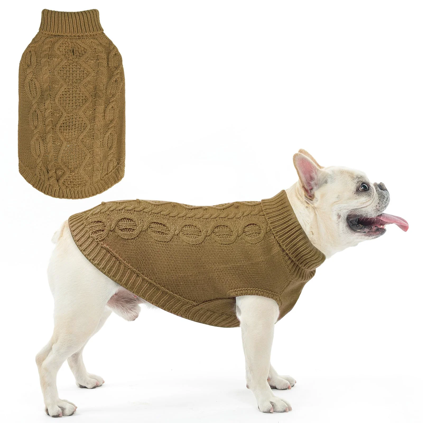 Natural SCENE Fall Dog Sweater – Beige Knitted Winter Coat for Small to Large Dogs Reliable