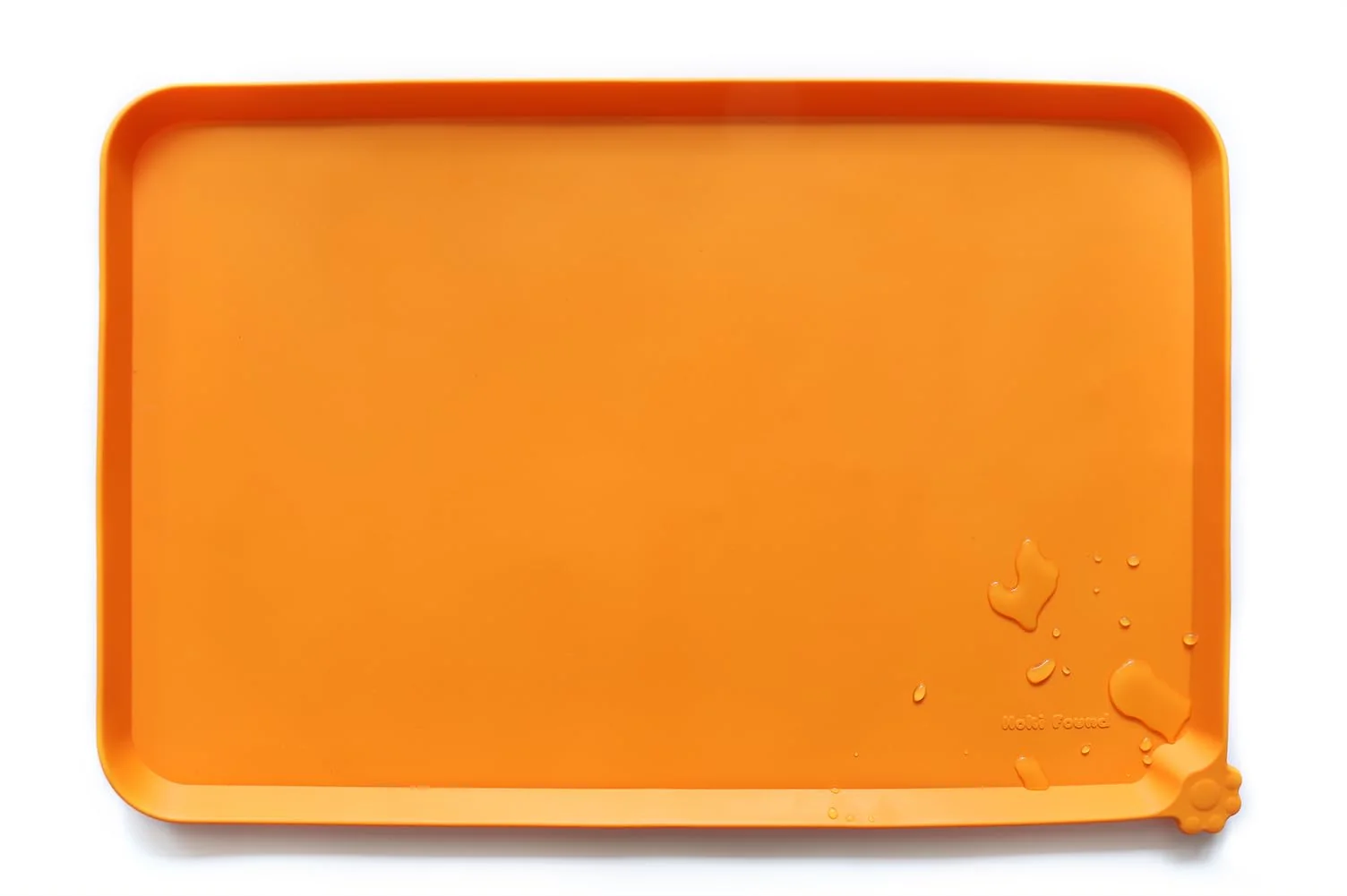 Enhanced Hoki Found Silicone Non Slip Pet Feeding Mats - 19 x 12 in - Orange Safe