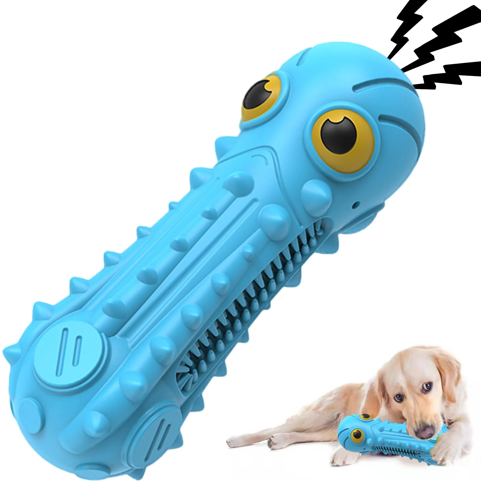 Professional ZIKATON Dog Squeaky Toy for Aggressive Chewers Durable Natural Rubber Chew Toy for Large Medium Dogs Green