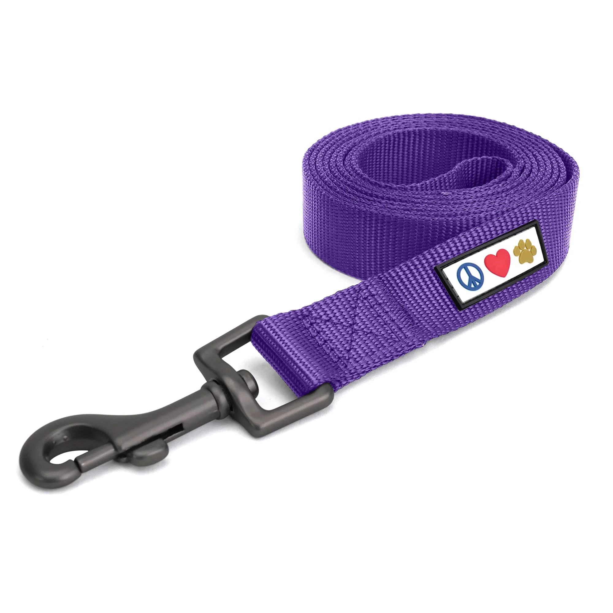 Functional Pawtitas Solid 6ft Purple Dog Leash XS S with Custom Name Phone Embroidery Premium