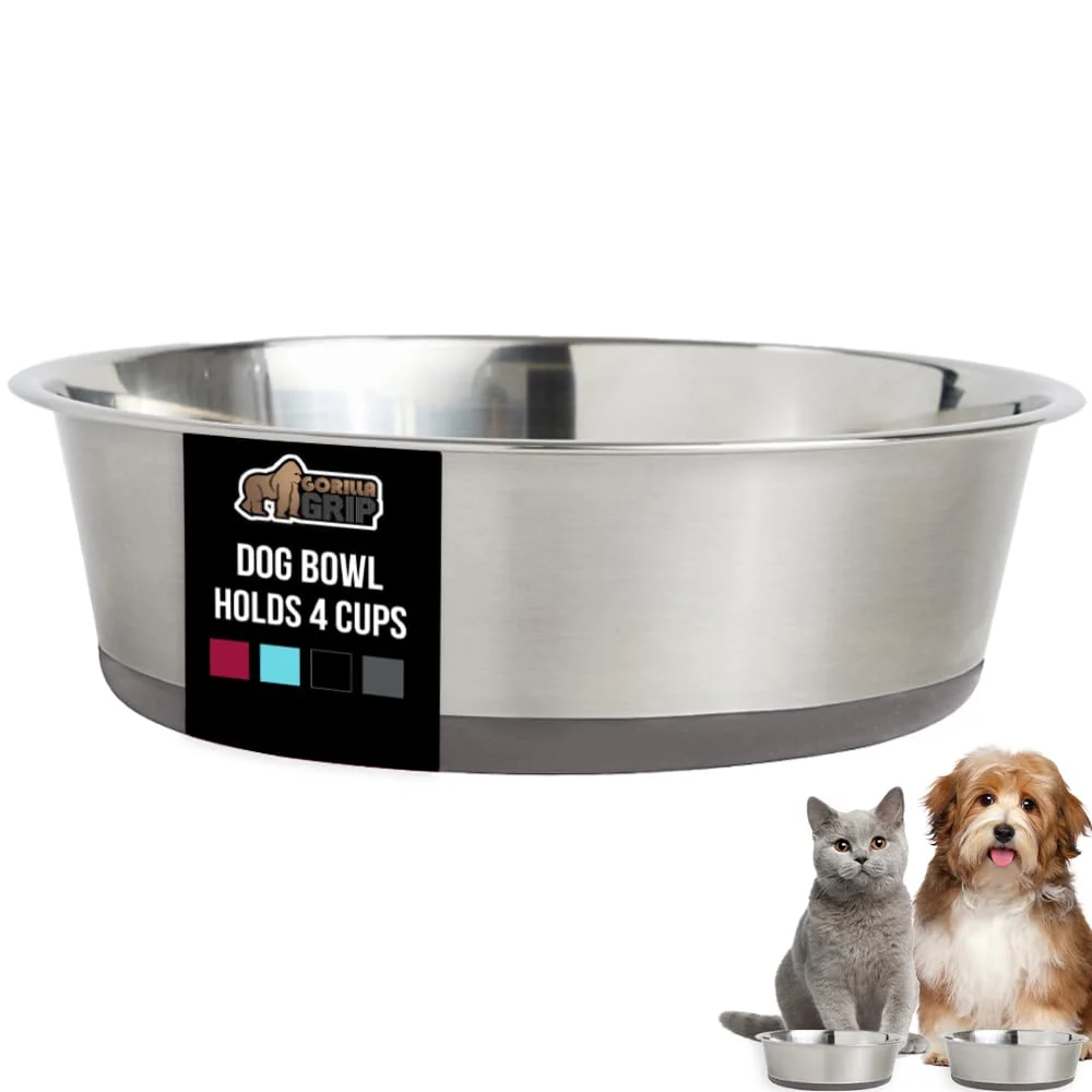 Powerful GORILLA GRIP Dog Bowl – 32 oz Heavy Duty Stainless Steel Non-Slip Dishwasher Safe Sustainable