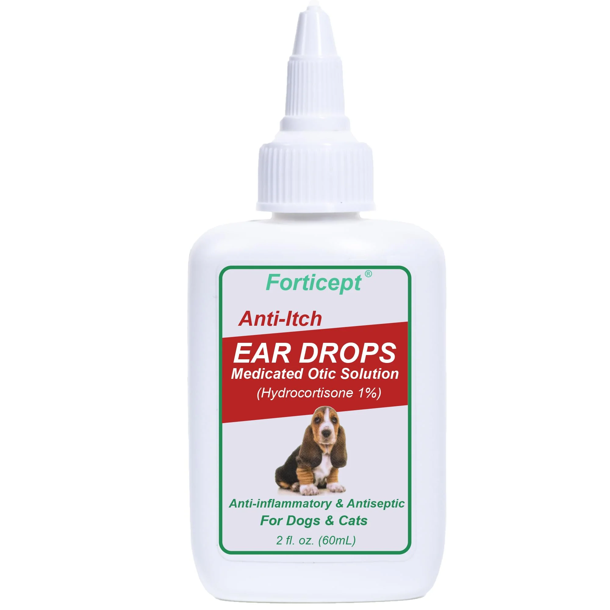 Consistent Forticept Dog Cat Ear Infection Treatment – 1 Hydrocortisone Ear Drops 2 oz Certified
