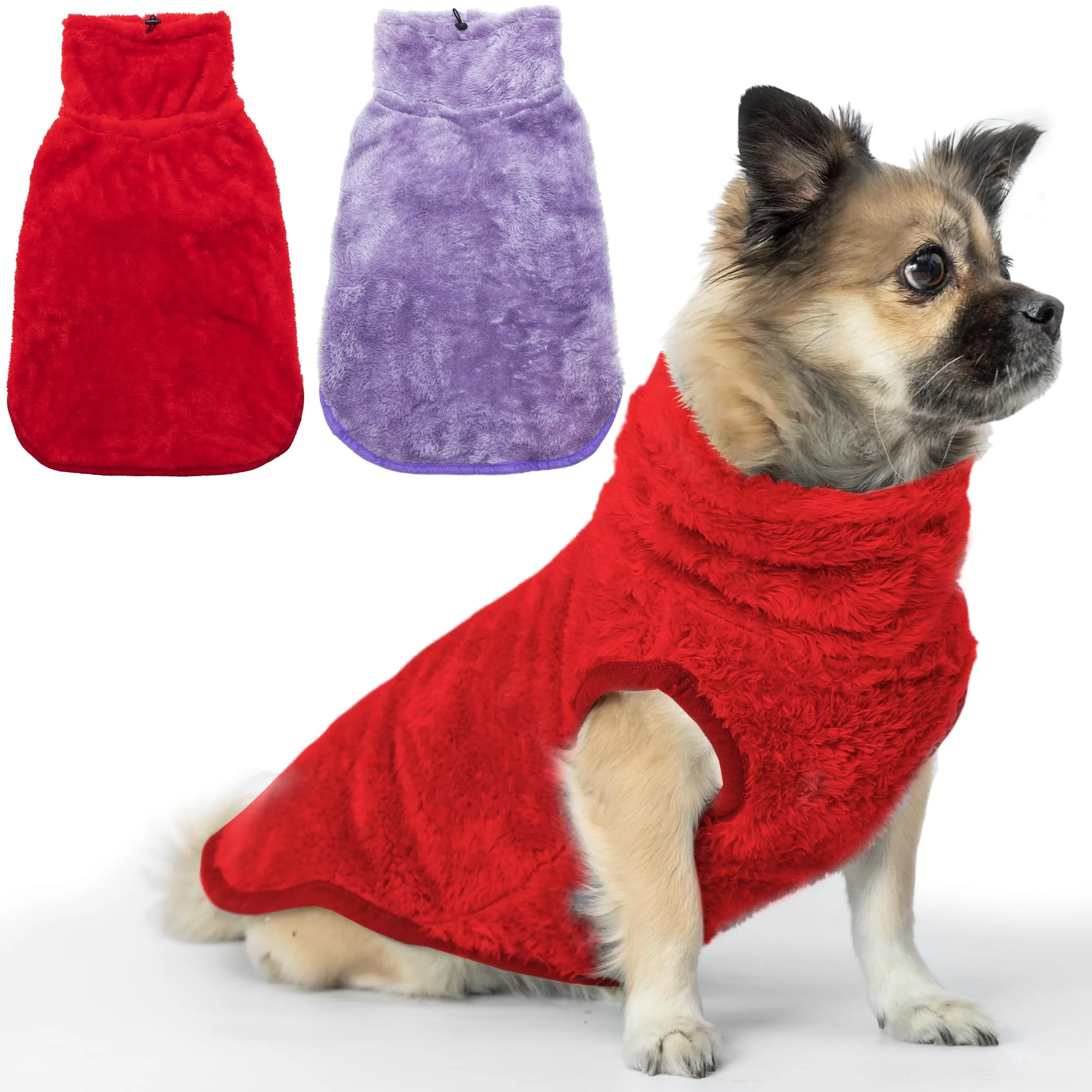 Effective KAYCOWZA 2-Pack Winter Dog Jacket — Plush Fleece Adjustable Turtleneck M-XXL Dependable