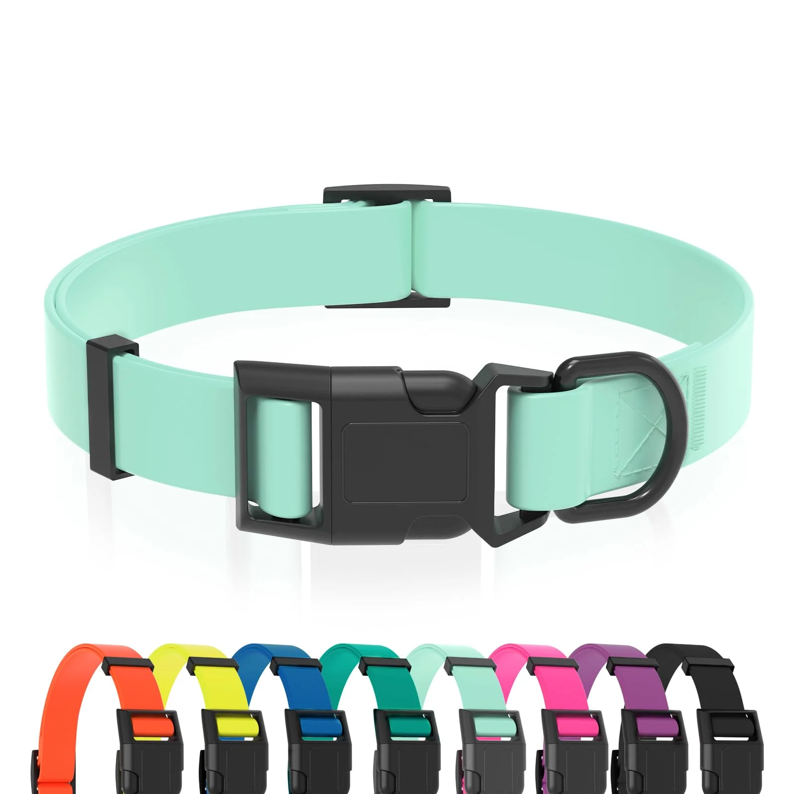 High-Grade Kidding Pets Waterproof Dog Collar - Easy Clean Quick Release Buckle Mint Green S-XL Sustainable