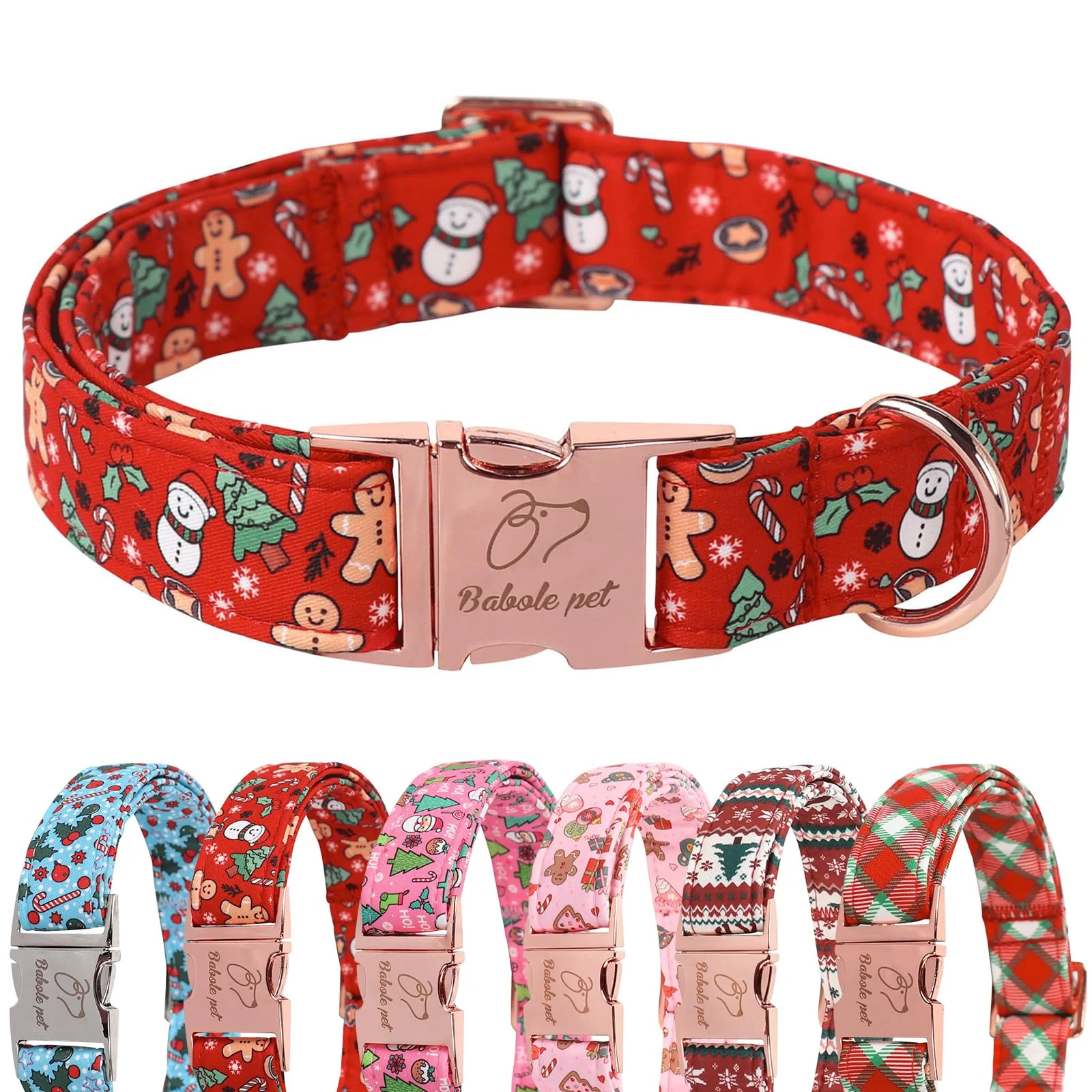 Relaxed Babole Pet Christmas Dog Collar for Medium Dogs – Adjustable Red Holiday Design Prestigious