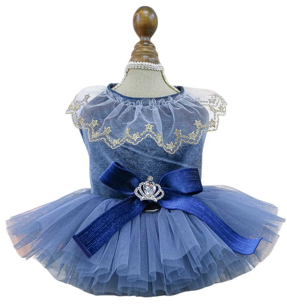 Contemporary MaruPet Fashion Sweet Puppy Blingbling Princess Dress - D-Navy Size M Luxury
