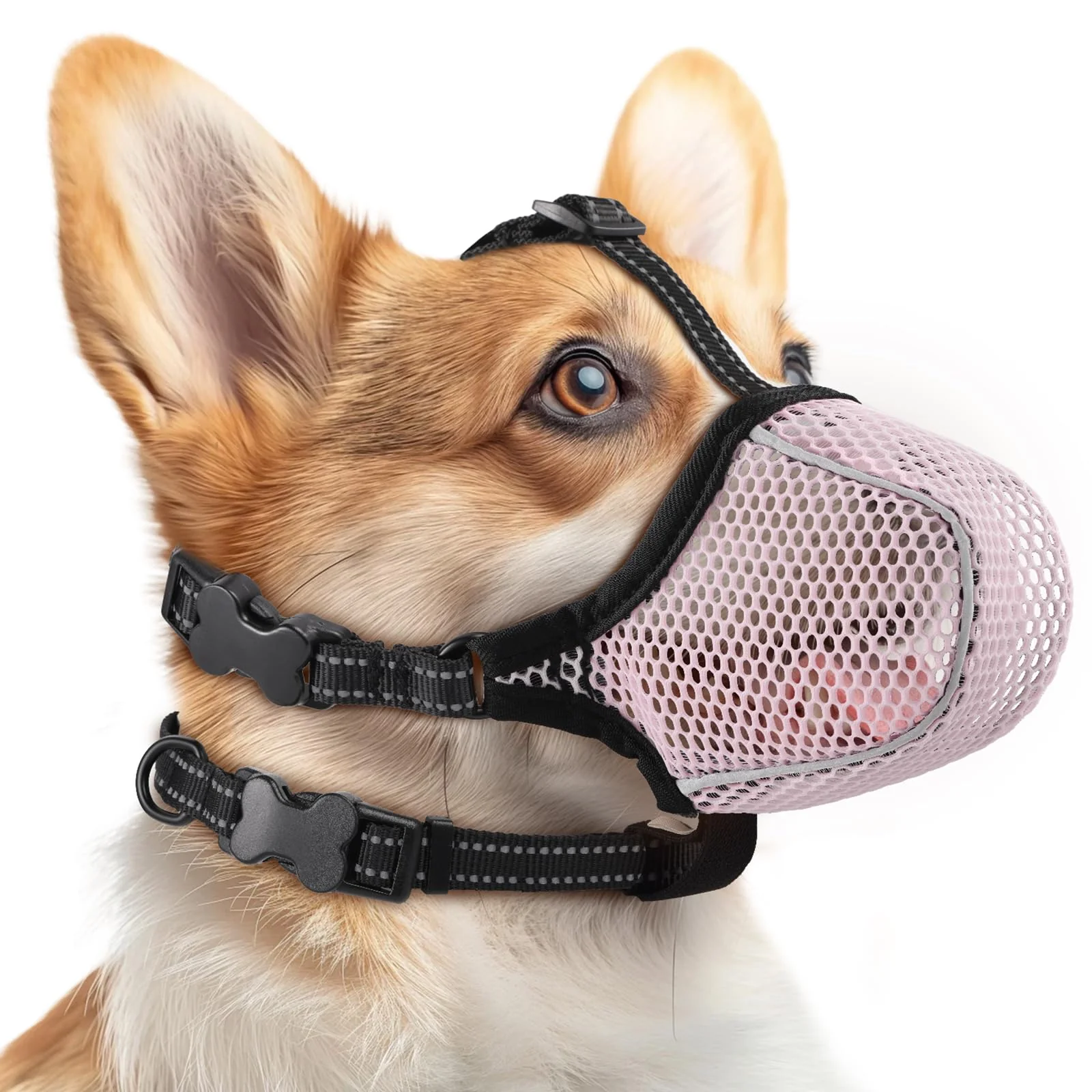 Clean BONTHEE Dog Muzzle Pink Size L – Breathable Mesh Soft Muzzle for Dogs Modern