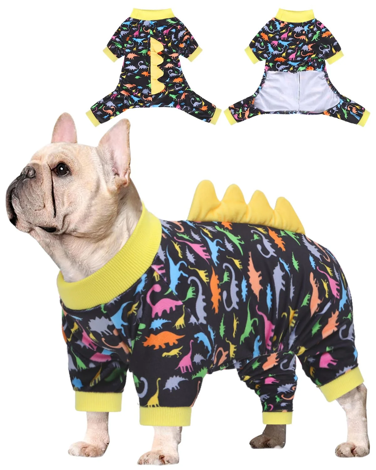 Elegant CuteBone Dinosaur Costume Dog Pajamas for Small Dogs Stretchy Crystal Velvet Sleepwear High-End