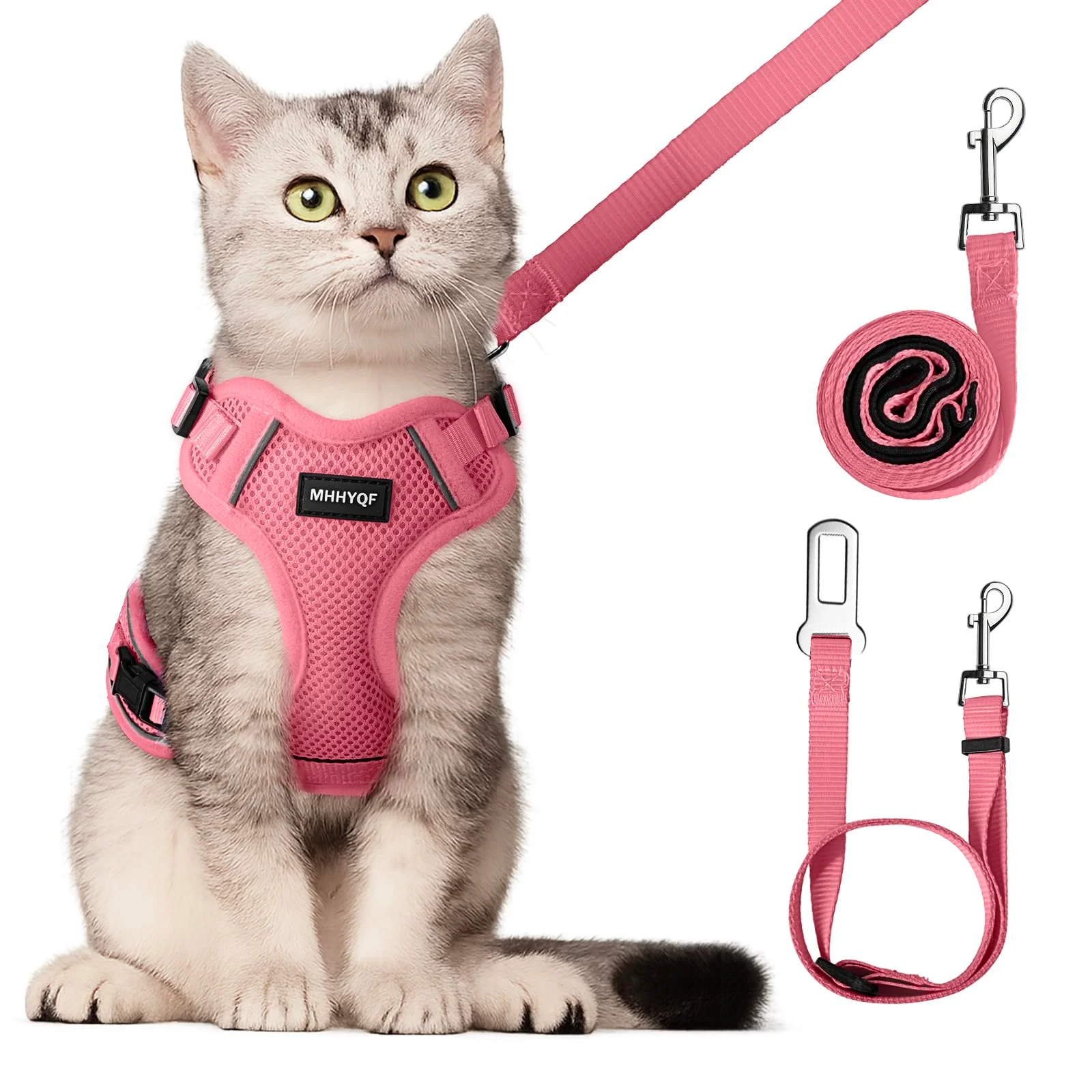 Fast MHHYQF Cat Harness Leash Set - Soft Breathable Vest with Reflective Stripe Pink M High-Performance