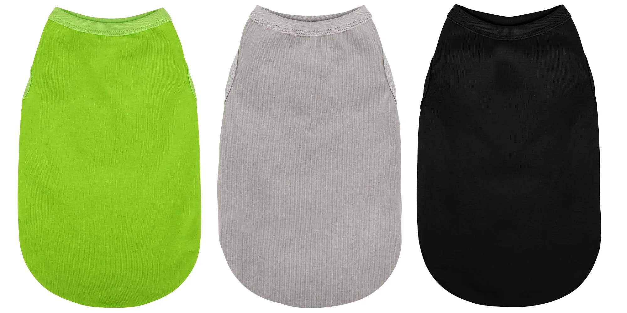 Functional Paiaite 3 Pieces Plain Dog Shirt Set – Breathable Cotton Sleeveless Tank Tops for Small–Medium Dogs Black Green Gray Contemporary
