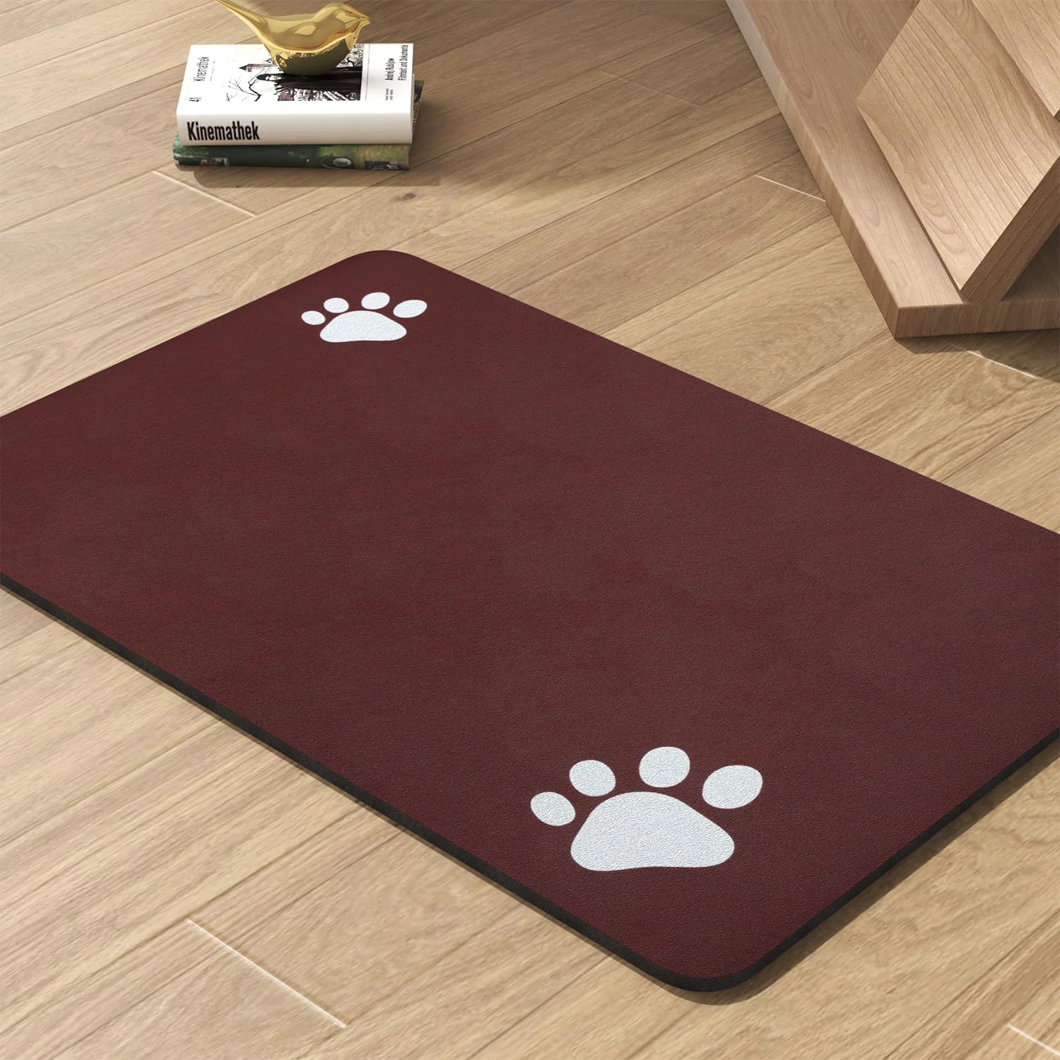 Functional PADOOR Pet Feeding Mat – Absorbent Quick-Dry Anti-Slip Bowl Mat for Dogs Cats Red 12x19 User-Friendly