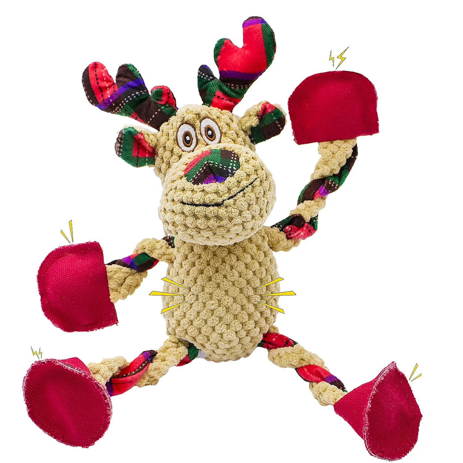 Contemporary OraneeeO Christmas Elk Squeaky Dog Toy Interactive Plush with 5 Squeakers Specialty