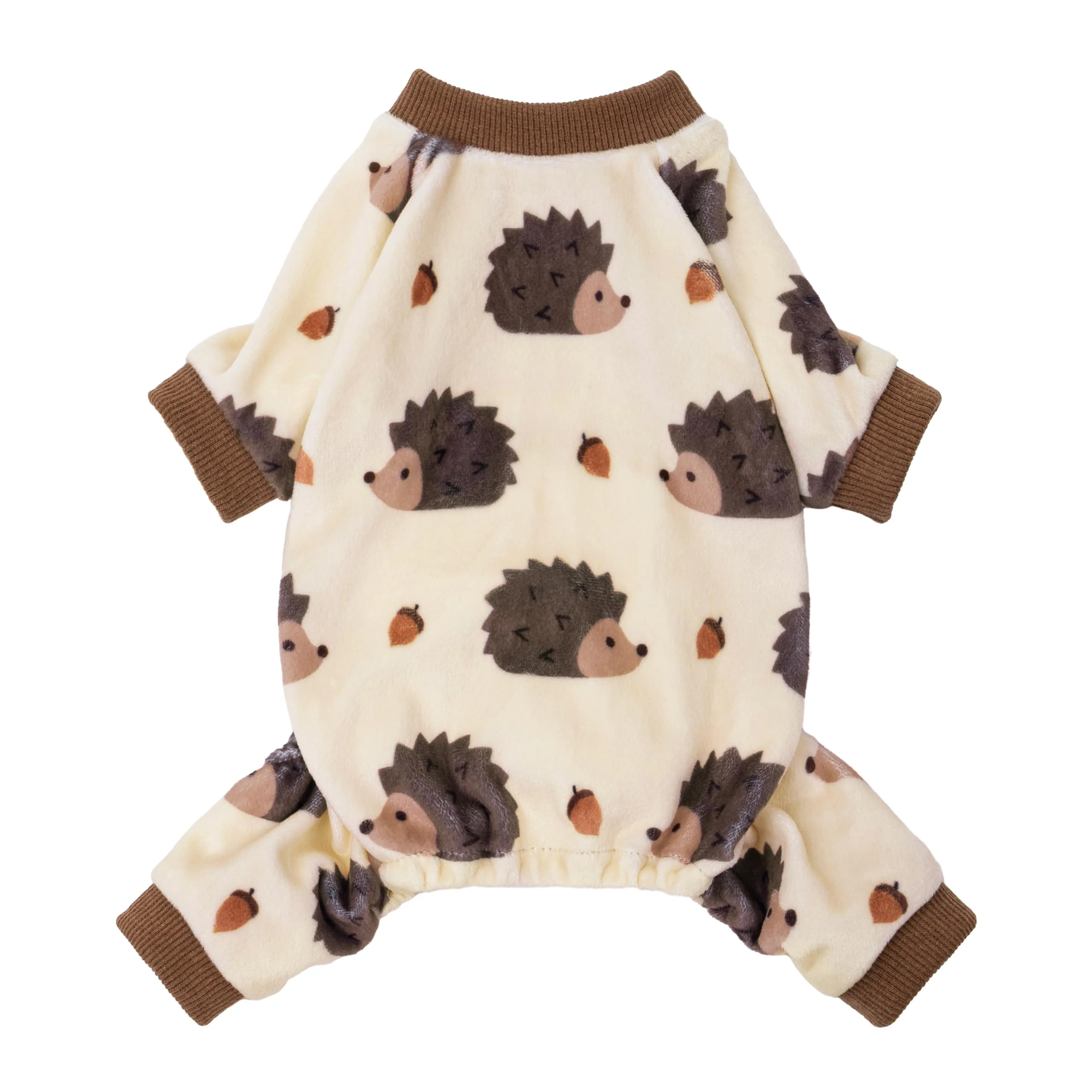 Specialty Fitwarm Funny Hedgehog Dog Pajamas – Cozy Winter Onesie for Small Dogs Beige Brown Large Smooth