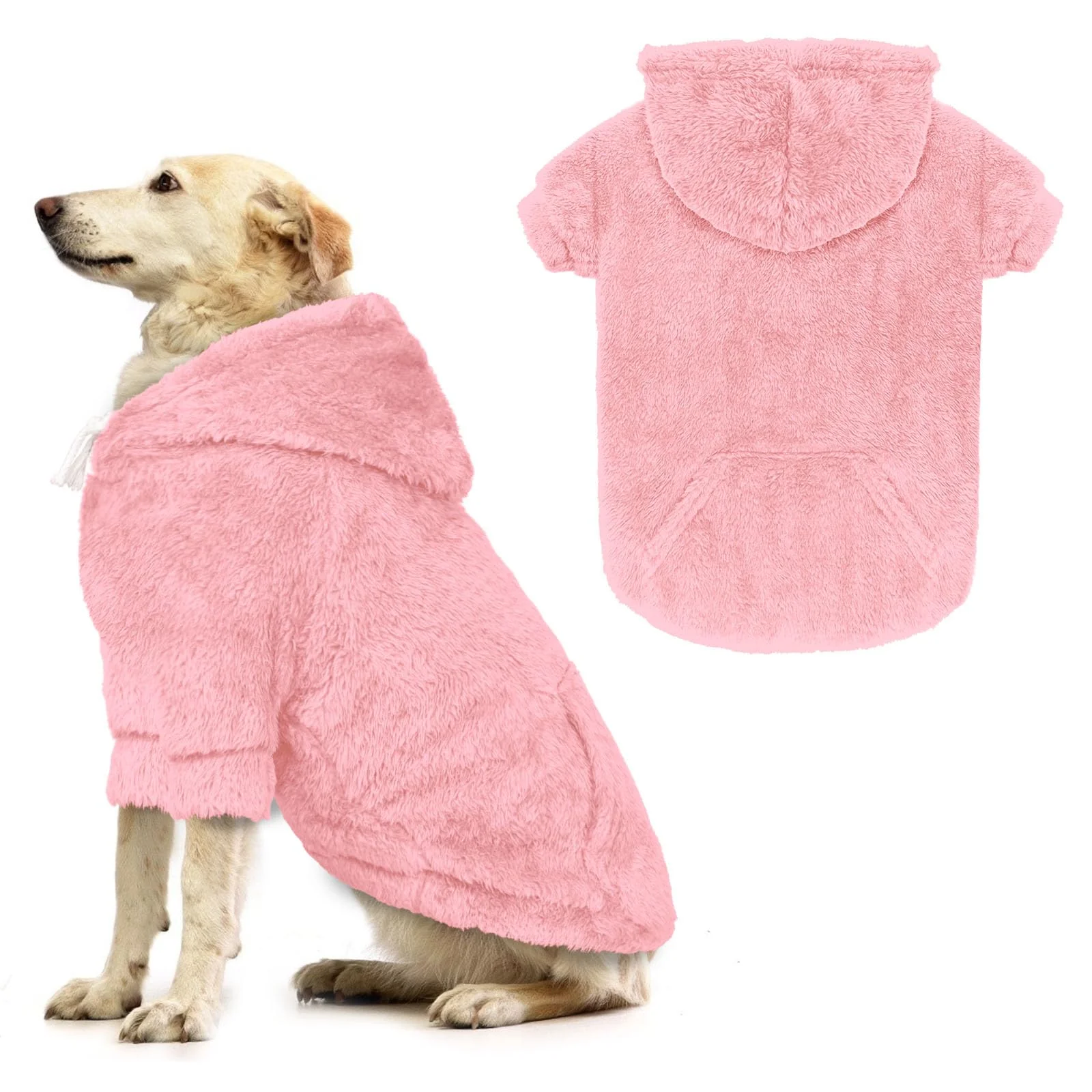 Sophisticated Waoduld Dog Sweater Hoodie with Pocket - Pink Fleece XL Cozy Hoodie for Small to Large Dogs Innovative