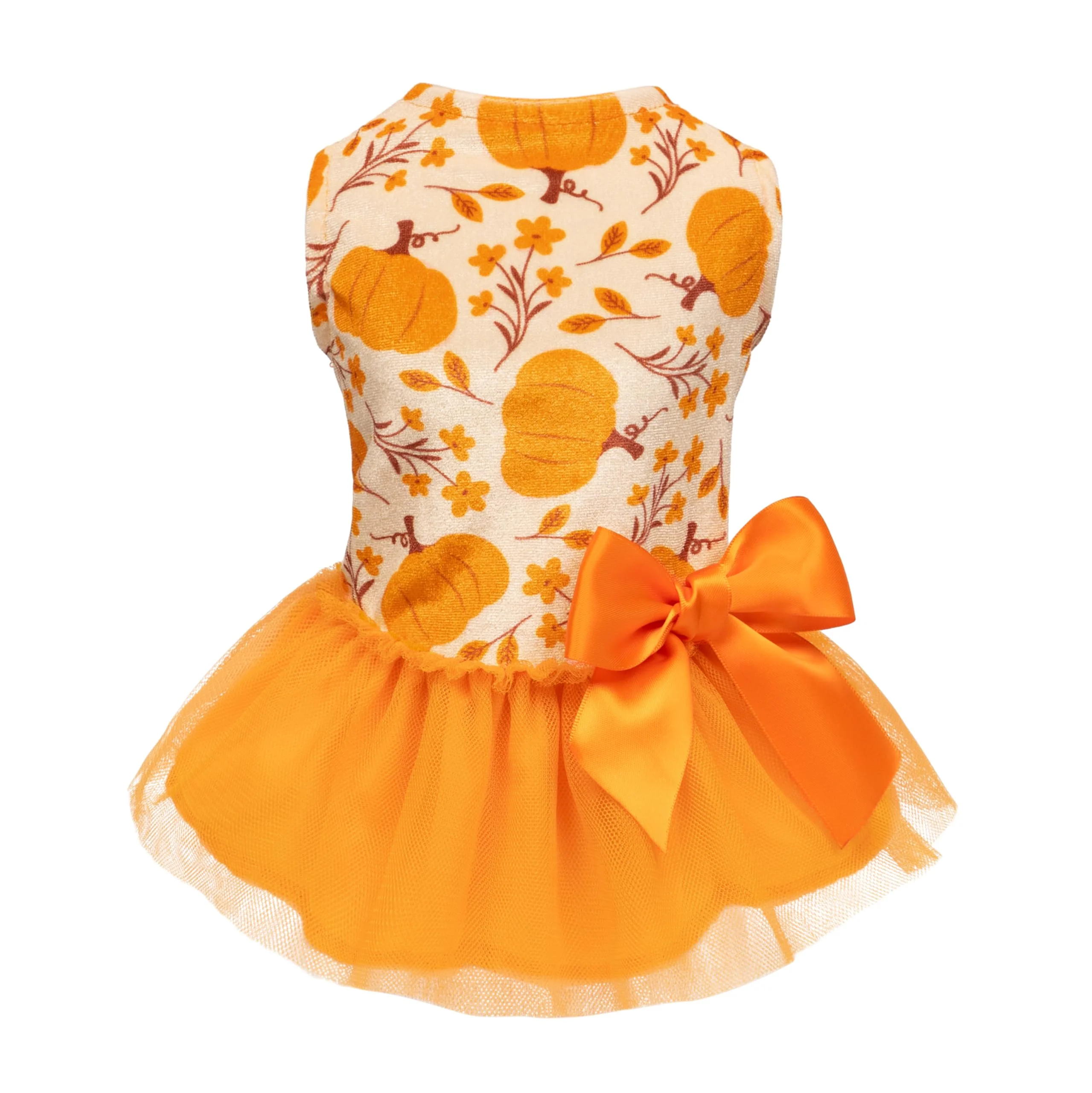 Organic Fitwarm Pumpkin Flower Dog Dress - Small Thanksgiving Fall Outfit for Tiny Dogs Genuine