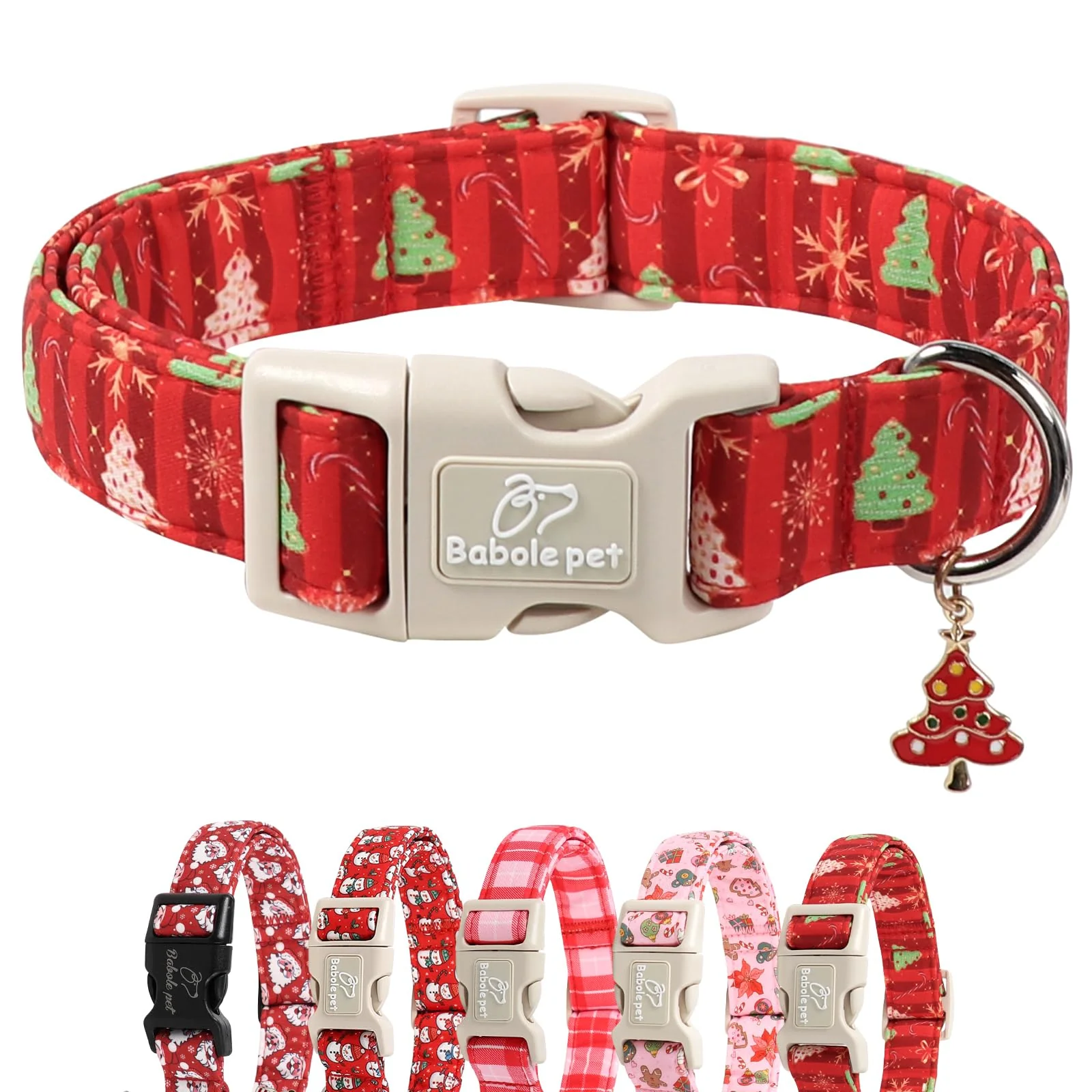 Powerful Babole Pet Christmas Dog Collar – Soft Adjustable Red Holiday Collar High-Quality