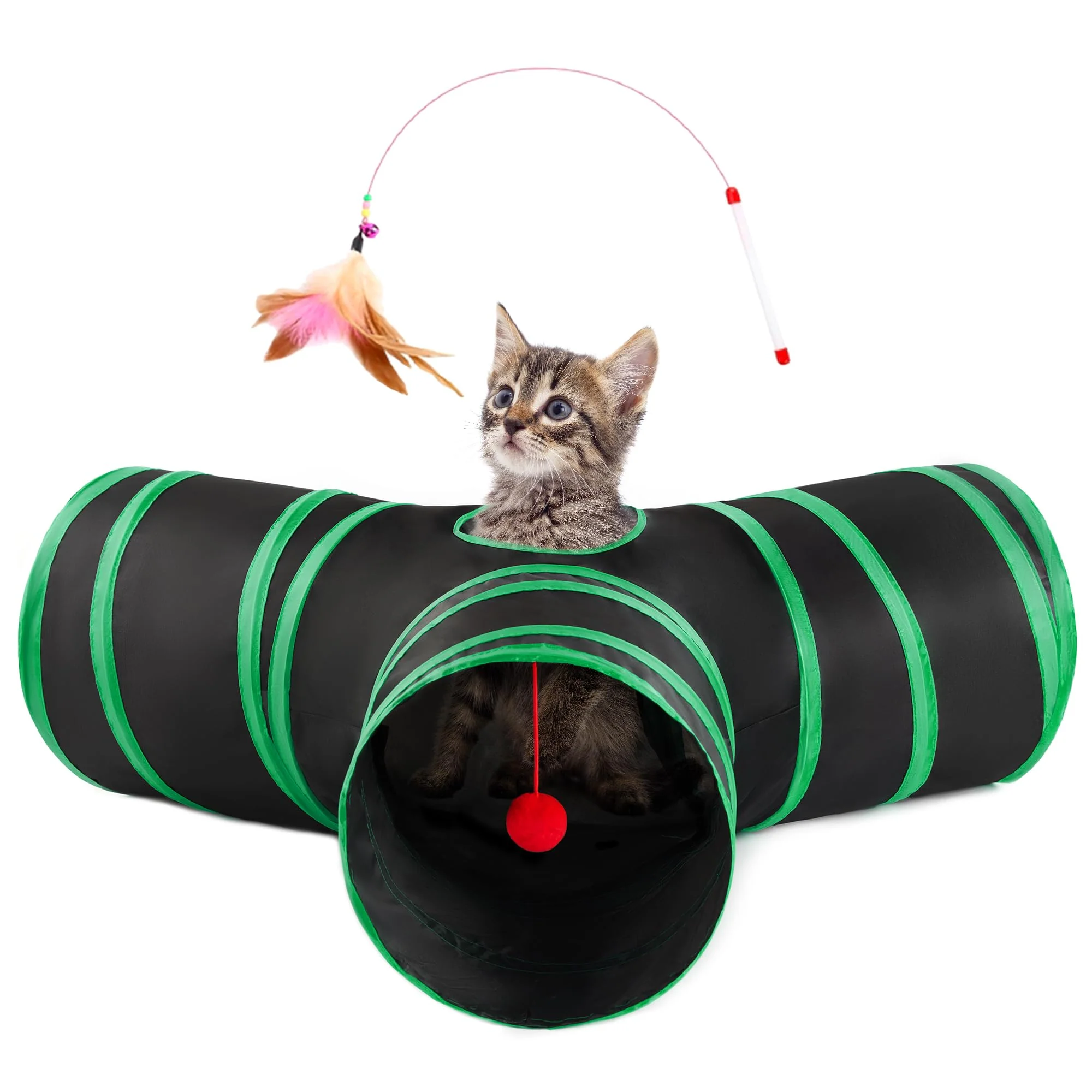 Luxury Love's cabin Cat Tunnel 3-Way Indoor Play Tunnel for Cats Small Pets First-Class