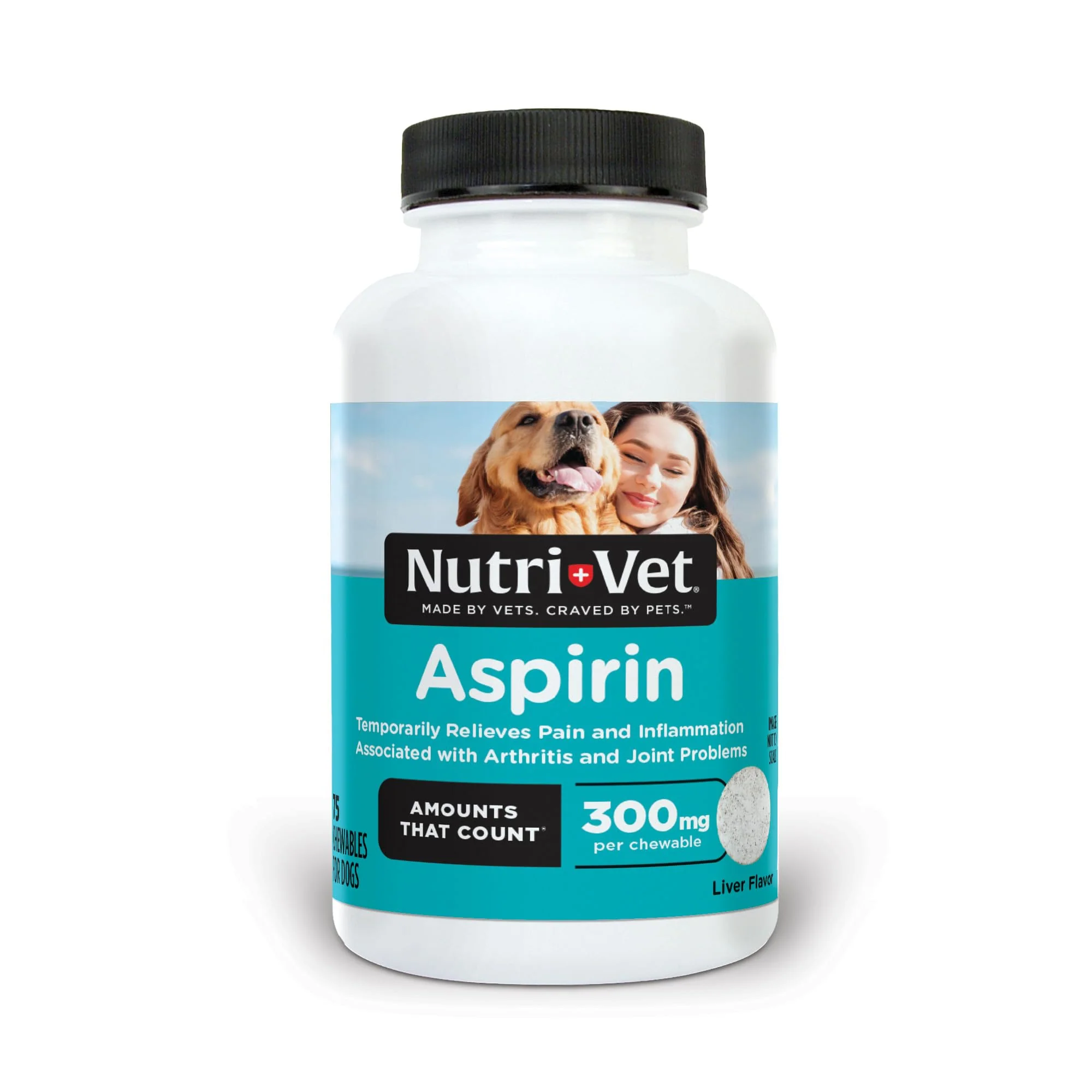 Effective Nutri-Vet Aspirin for Dogs 300mg Tablets for Large Breeds Over 50 lbs - 75 Count Detailed