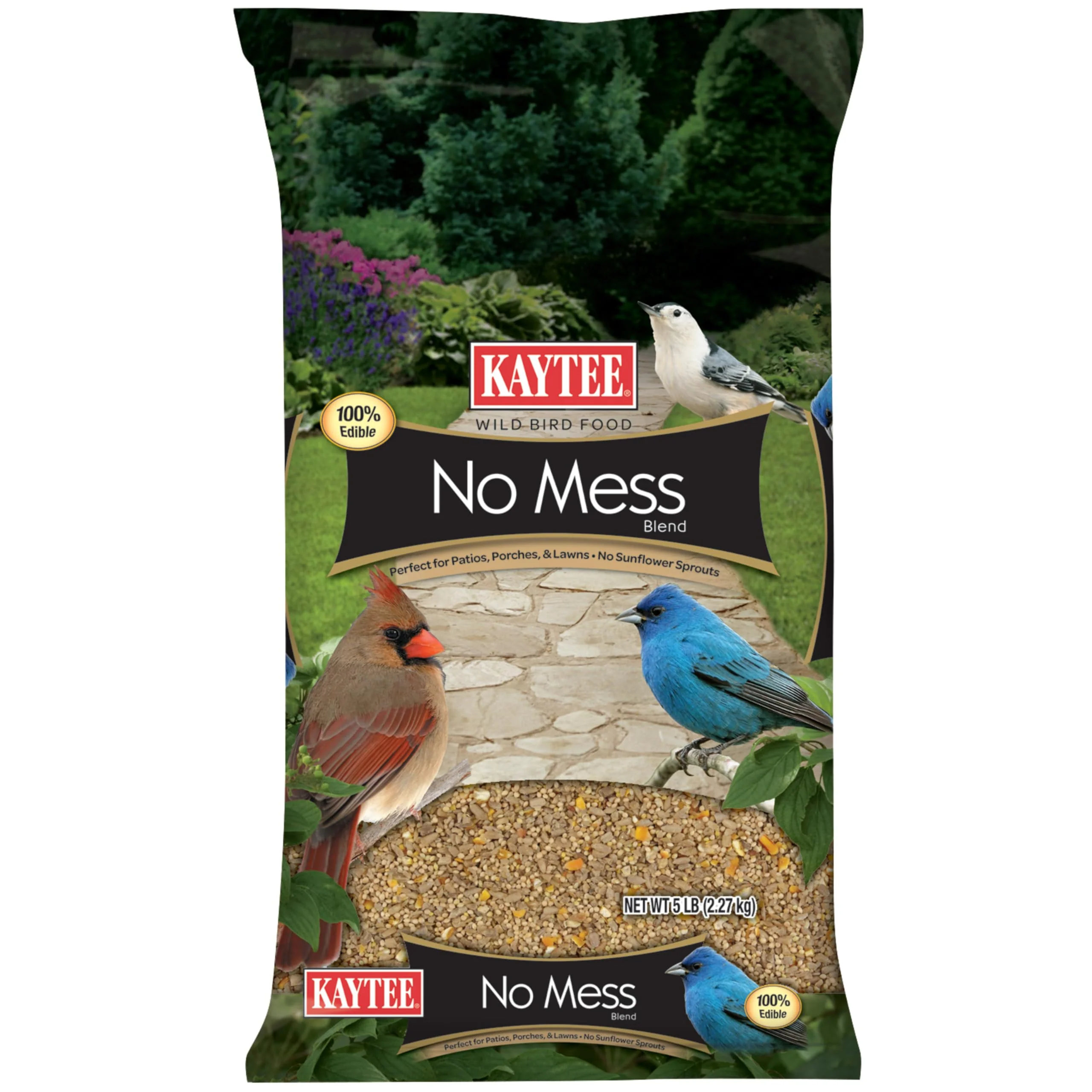 Fine Kaytee No Mess Seed Blend - Shell- Bird Seed for Clean All-Year Backyard Attracting Birds 5 lb Prestigious
