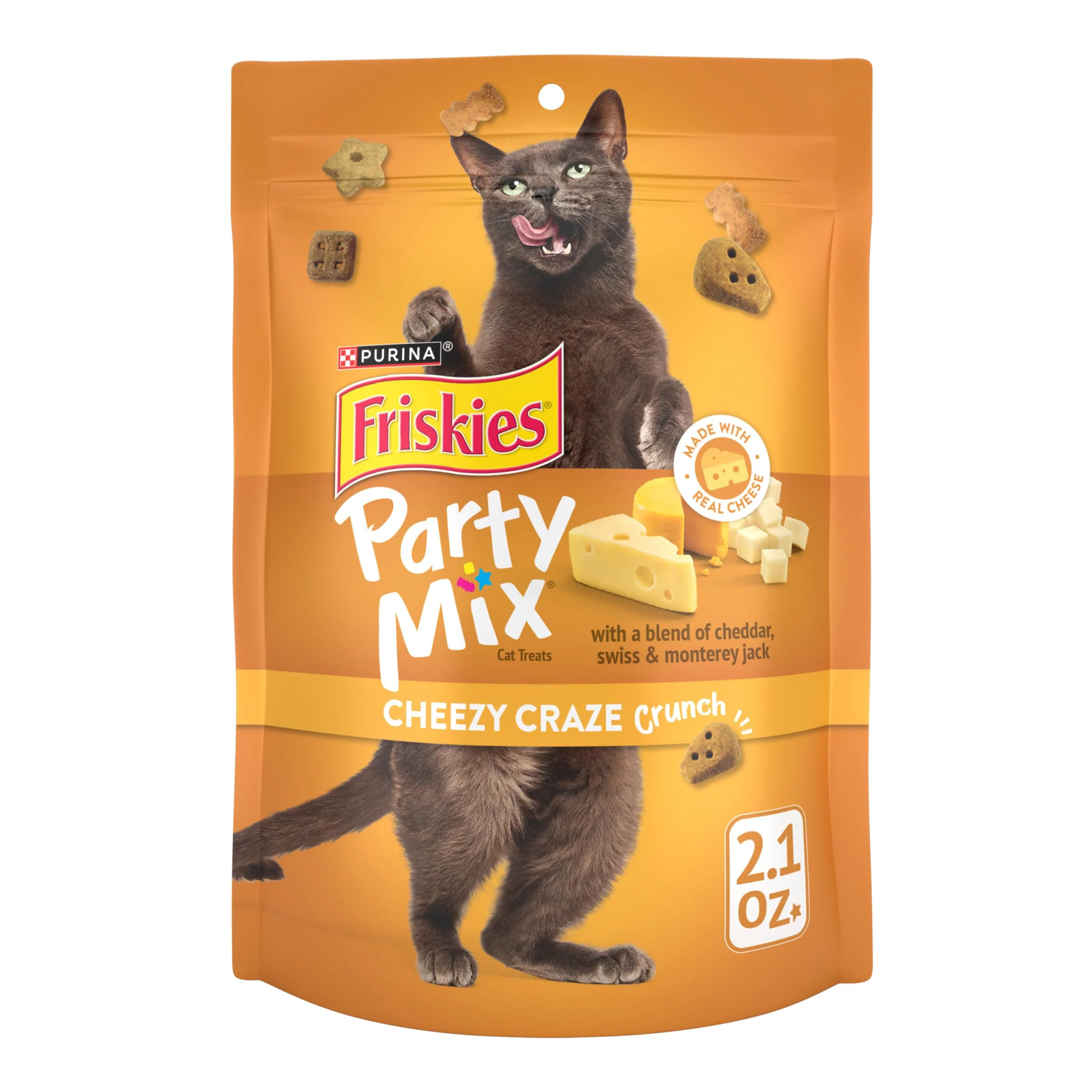 Prestigious Purina Friskies Party Mix Cheezy Craze Crunch Cat Treats – Pack of 10 2.1 oz Pouches Premium Material