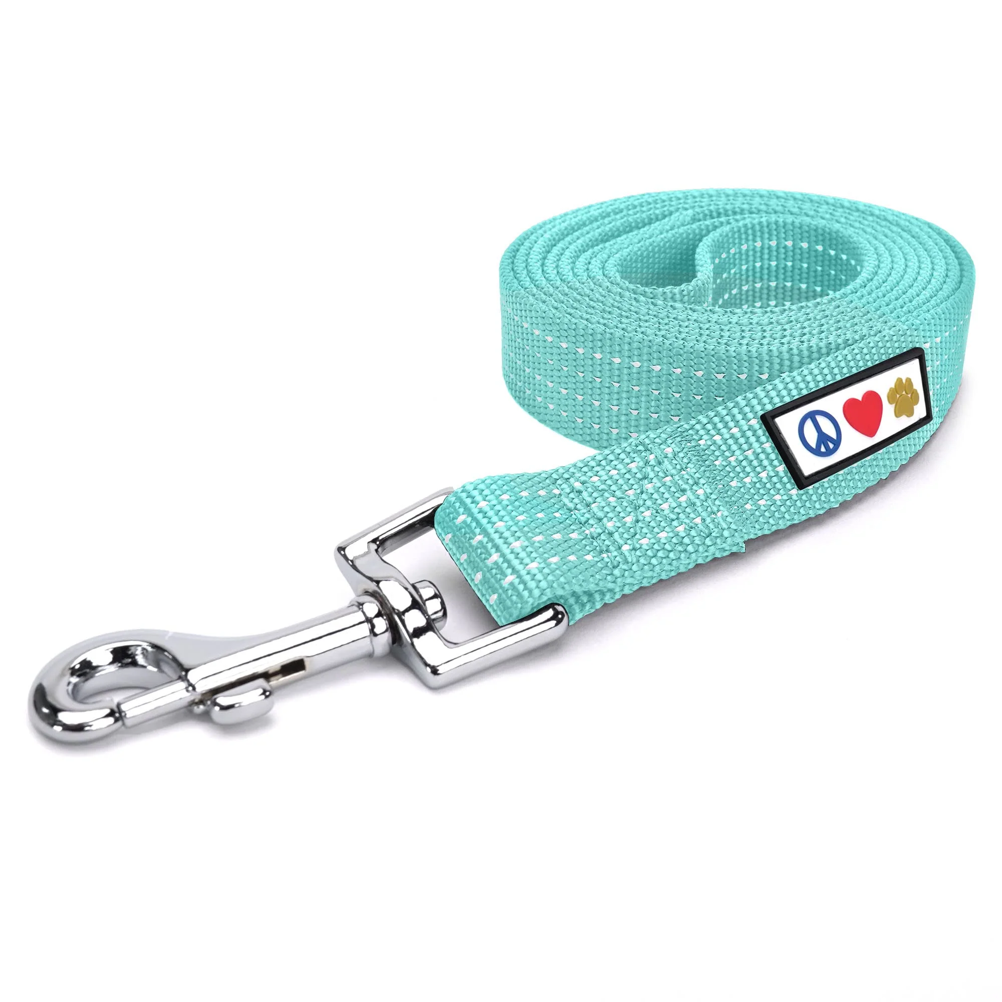 Elegant Pawtitas Teal Dog Leash 6 ft Reflective Durable Nylon Lead for Medium Large Dogs Organic