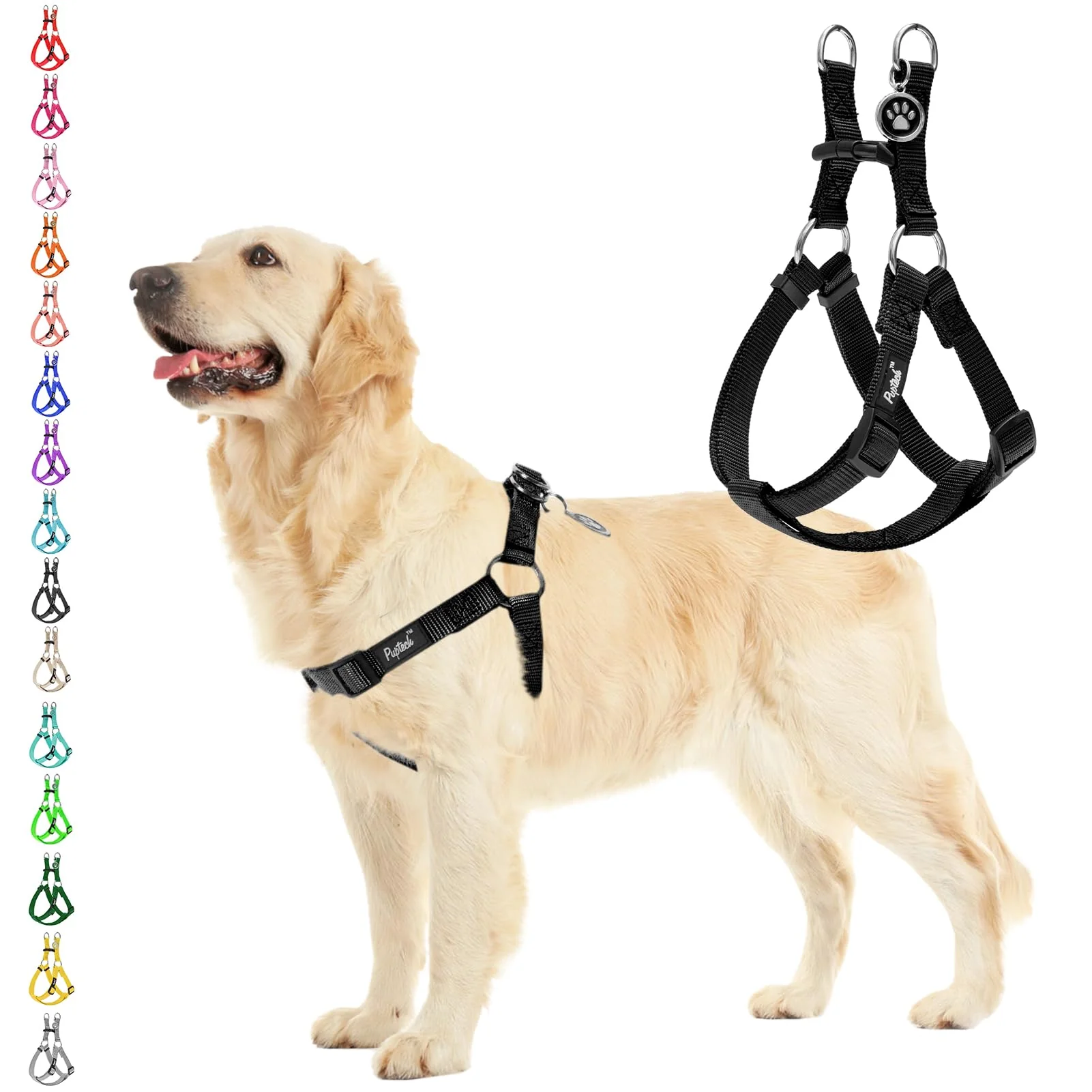 Sophisticated PUPTECK No Pull Dog Harness – Soft Adjustable Step-In Nylon Vest Medium Size M with ID Tag High-Performance