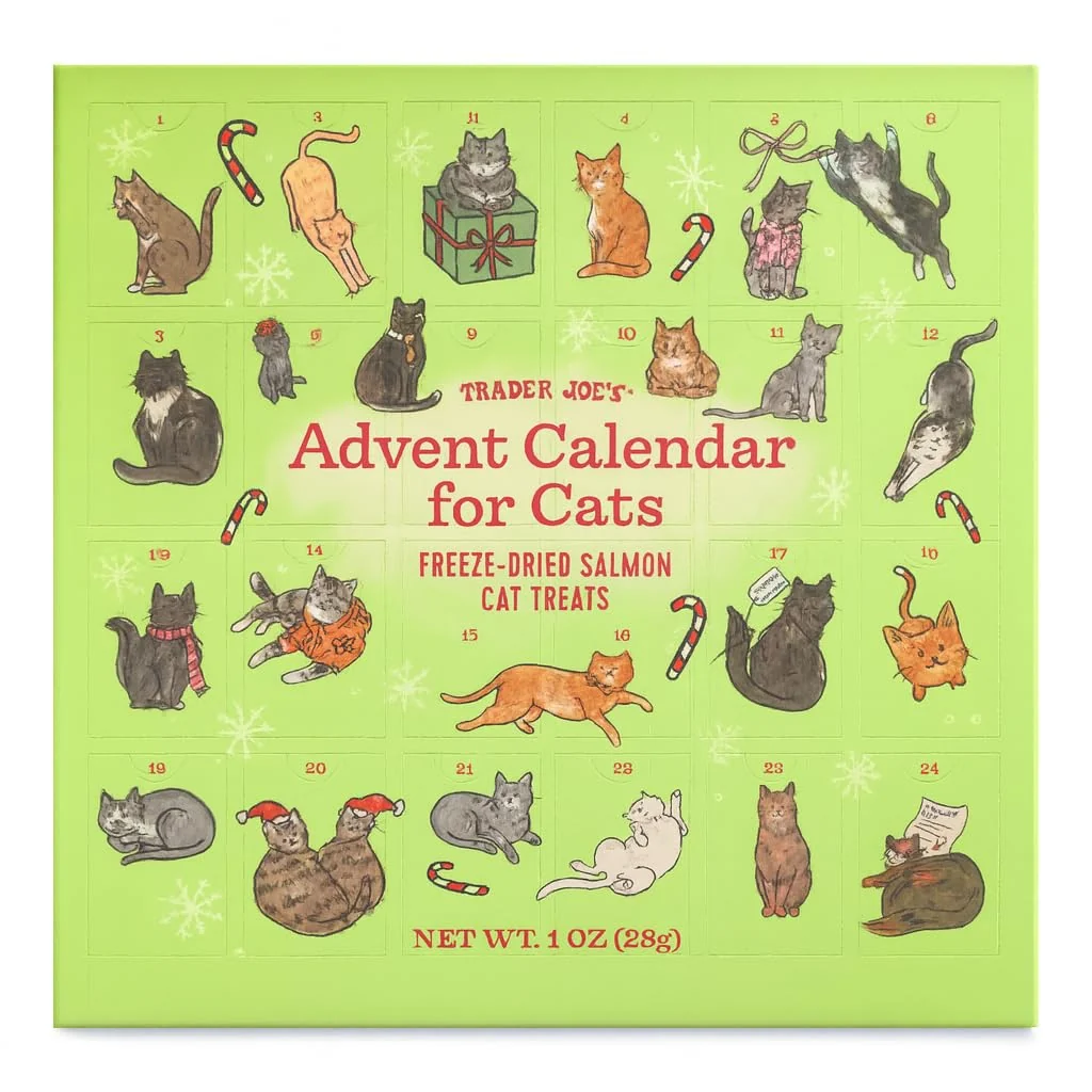 Premium Trader Joe's Advent Calendar for Cats – Salmon Dried Seaweed Treats 5.11 oz Stylish