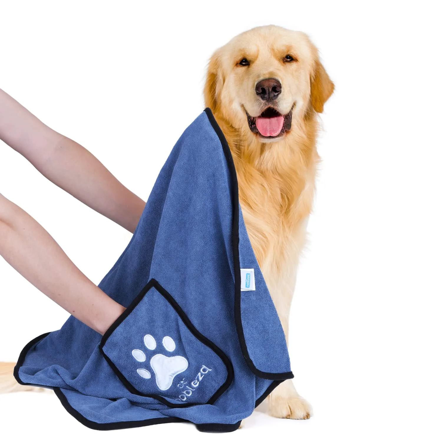 Premium Nobleza Dog Towel - Super Absorbent Large Microfiber Towel with Hand Pockets Mazarine Crafted