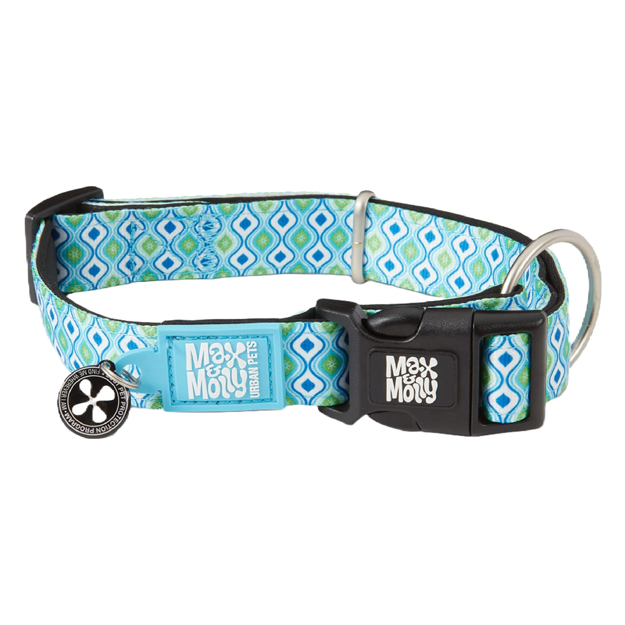 Luxury Max Molly Urban Pets Smart ID Dog Collar – Neoprene Waterproof QR Tag App Profile Retro Blue M Crafted