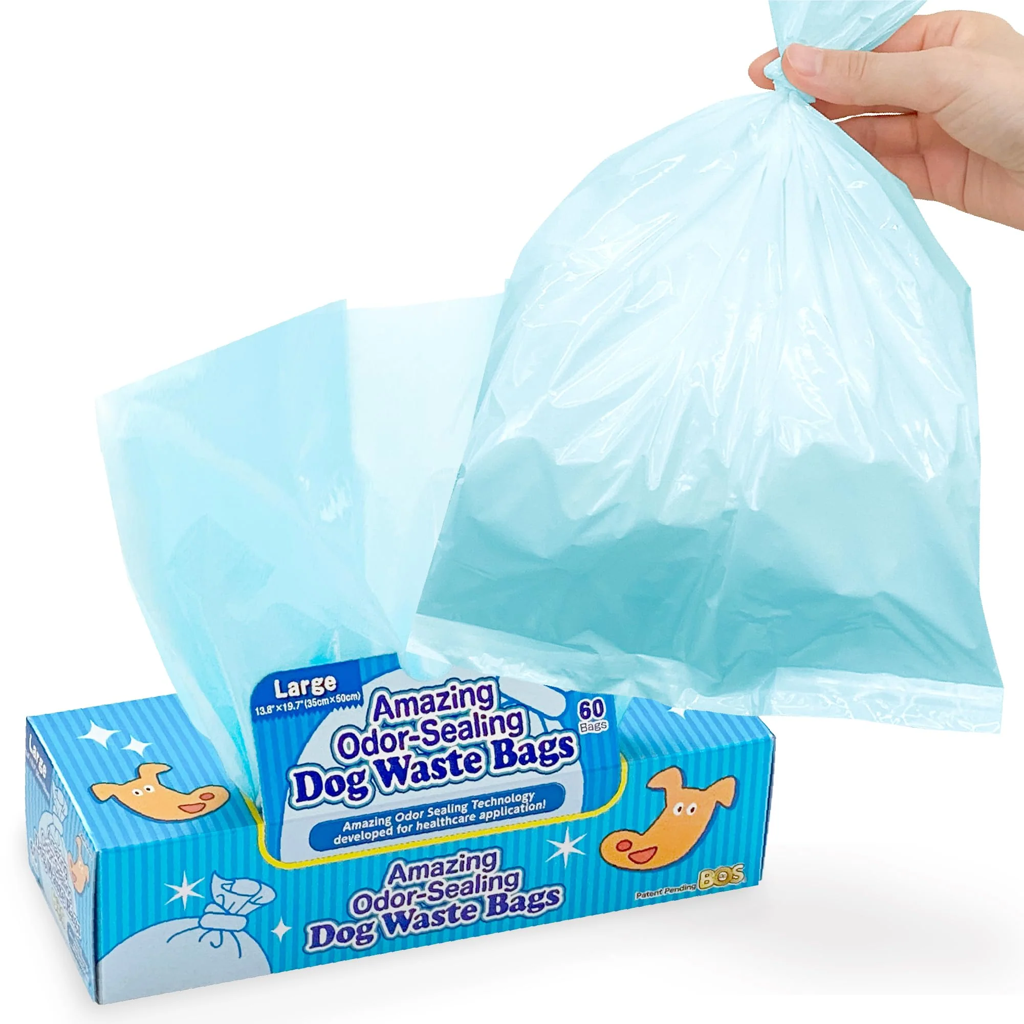 Luxury BOS Odor Sealing Dog Poop Bags – Durable Unscented 90 Count Size M Light Blue Minimalist