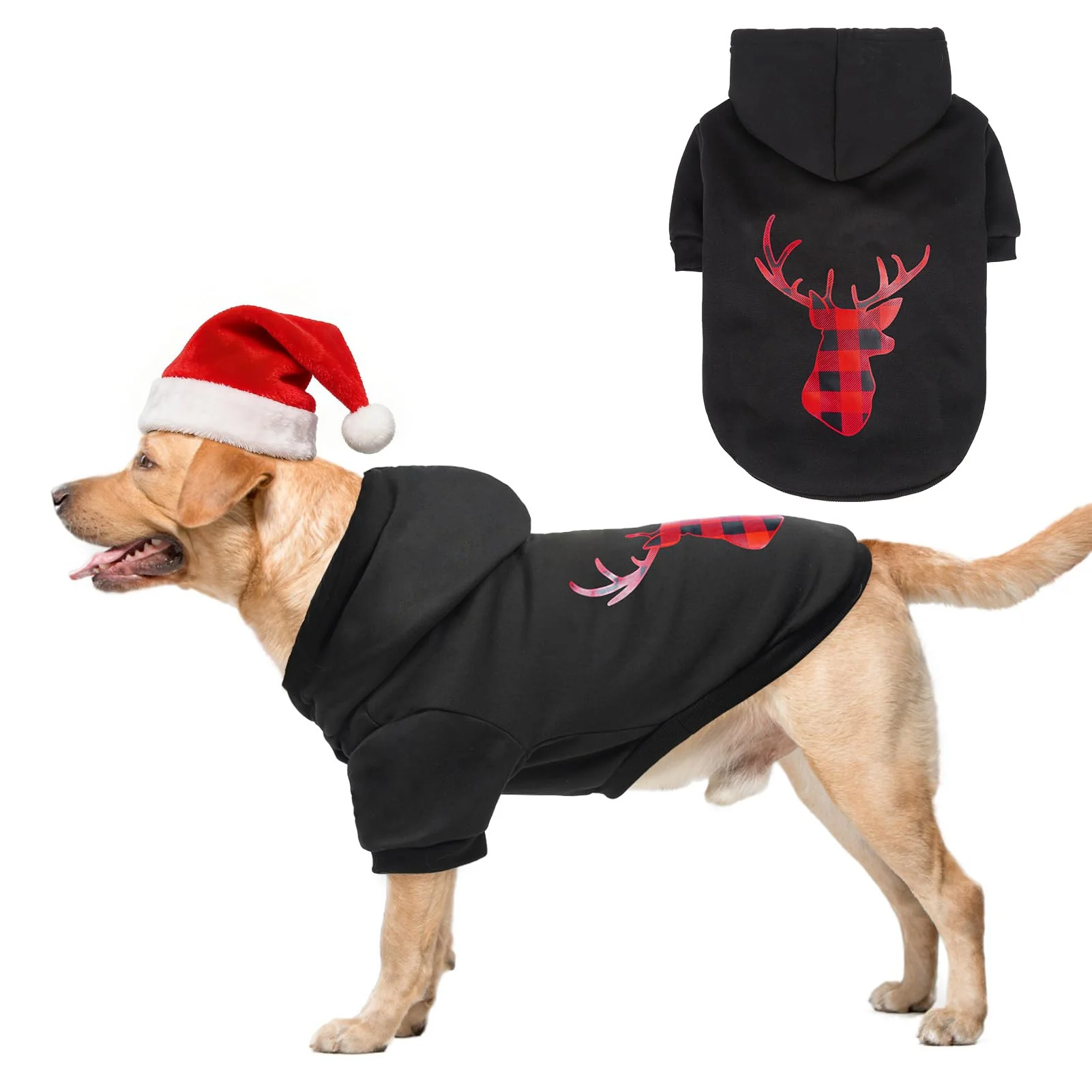 Dependable SCENE Christmas Dog Hoodie with Leash Hole - Warm Fleece Sweater for Small to 2XL Dogs Smooth