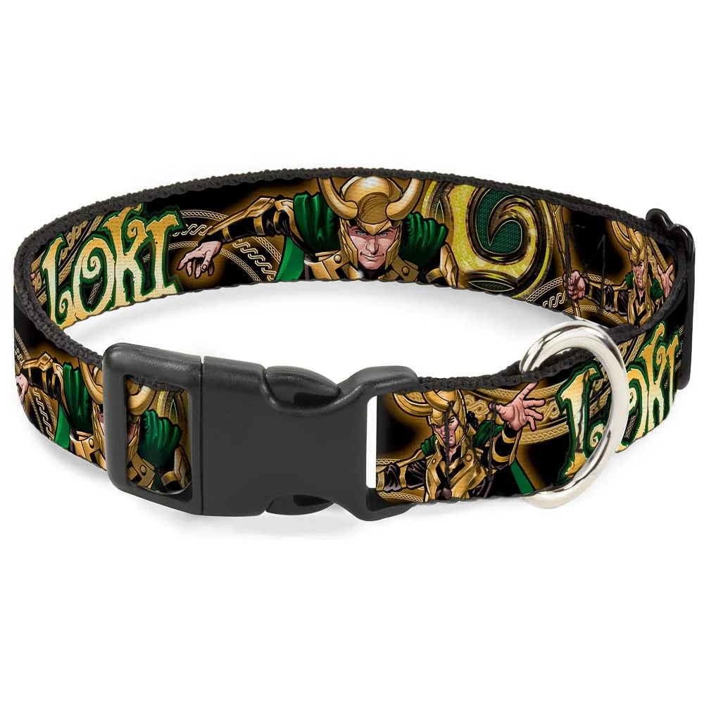 Comfortable Buckle-Down Loki Poses Dog Collar 11-17in 1in Wide Marvel Licensed Versatile