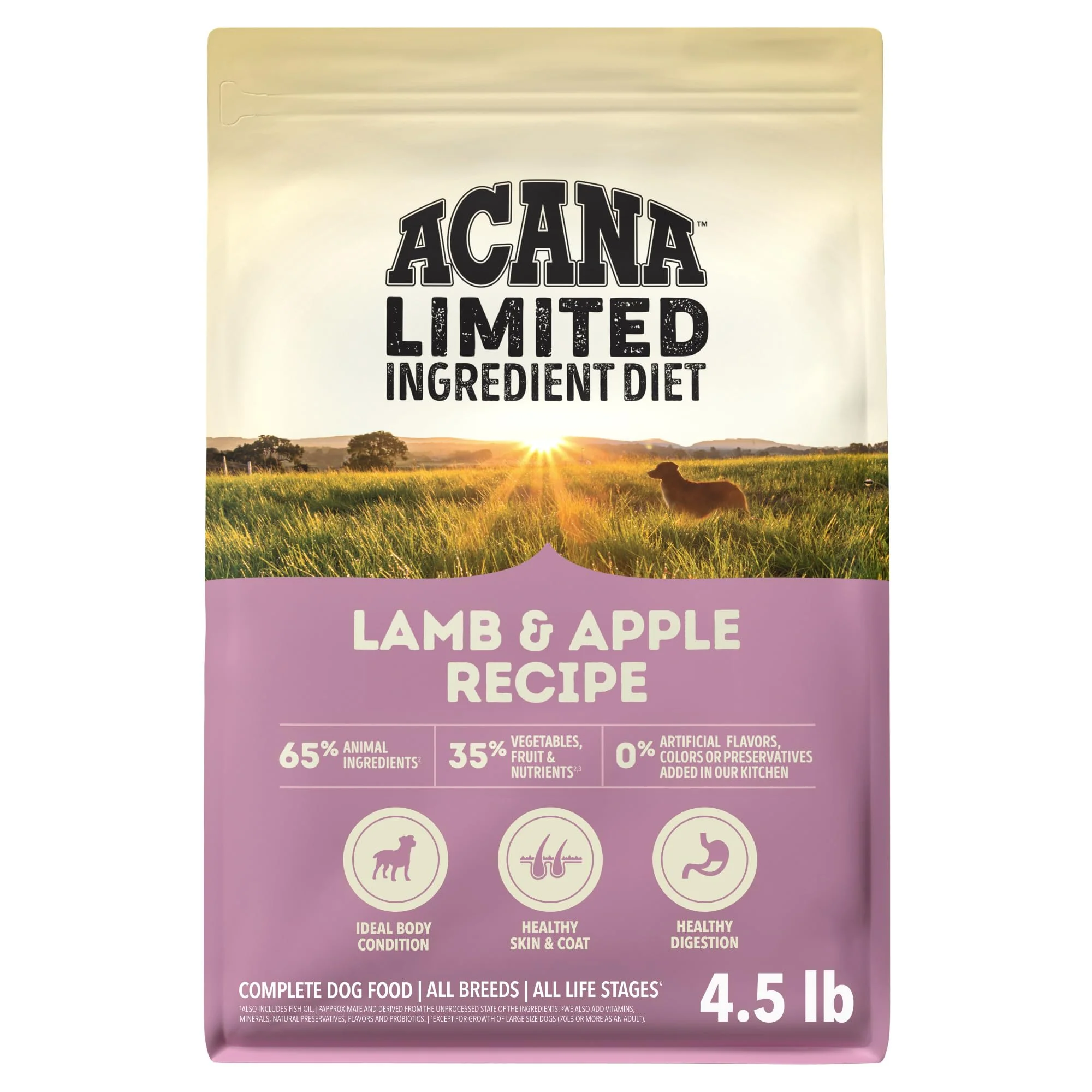 Original Design ACANA Singles Lamb Apple Recipe – Grain- High-Protein Dry Dog Food 4.5 lb Bag Traditional