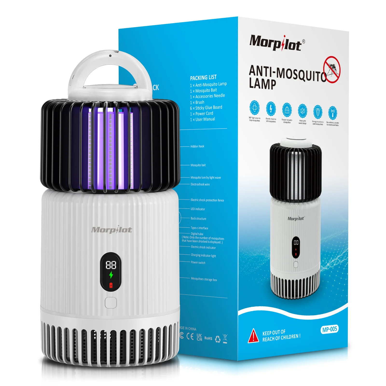 Prestigious Bug Zapper Indoor Morpilot Mosquito Trap for Gnat Fruit Flies with UV Light Rechargeable Mosquito Killer Lamp Built-in Mosquito Attractant Silent Fan and Sticky Glue Boards White Excellent