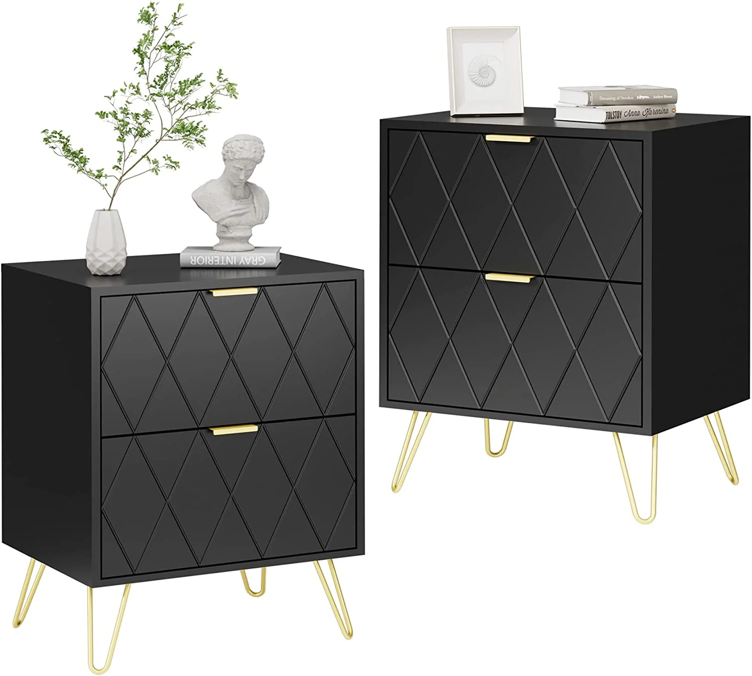 Stylish modern nightstand black Practical