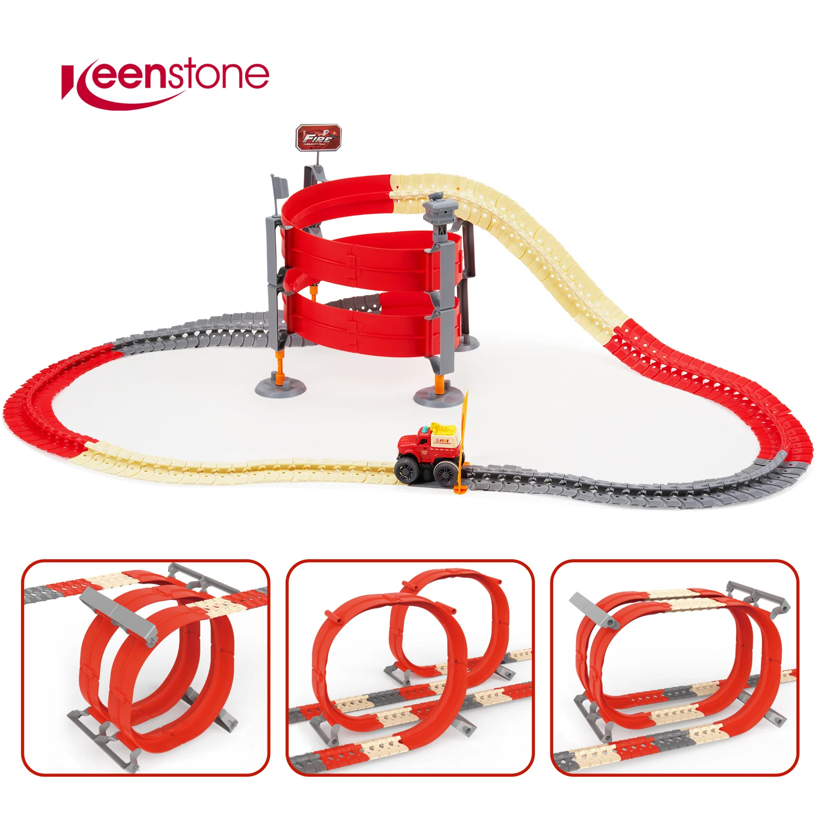 Lightweight Electric Racing Tracks for Boys and Kids Race Car Track Sets Gift Toys for Children Over 5 Red Premium