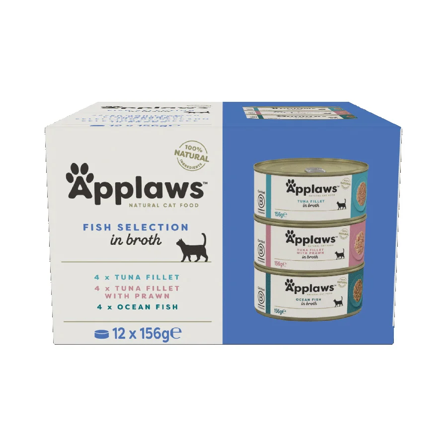 Convenient Applaws Natural Wet Adult Cat Food Fish Selection in Broth 12x156g Tins Outstanding