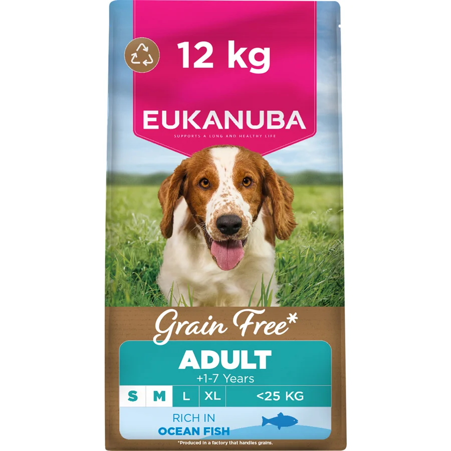 Traditional Eukanuba Grain Small Medium Breed Adult Dry Dog Food Fish 12kg Convenient