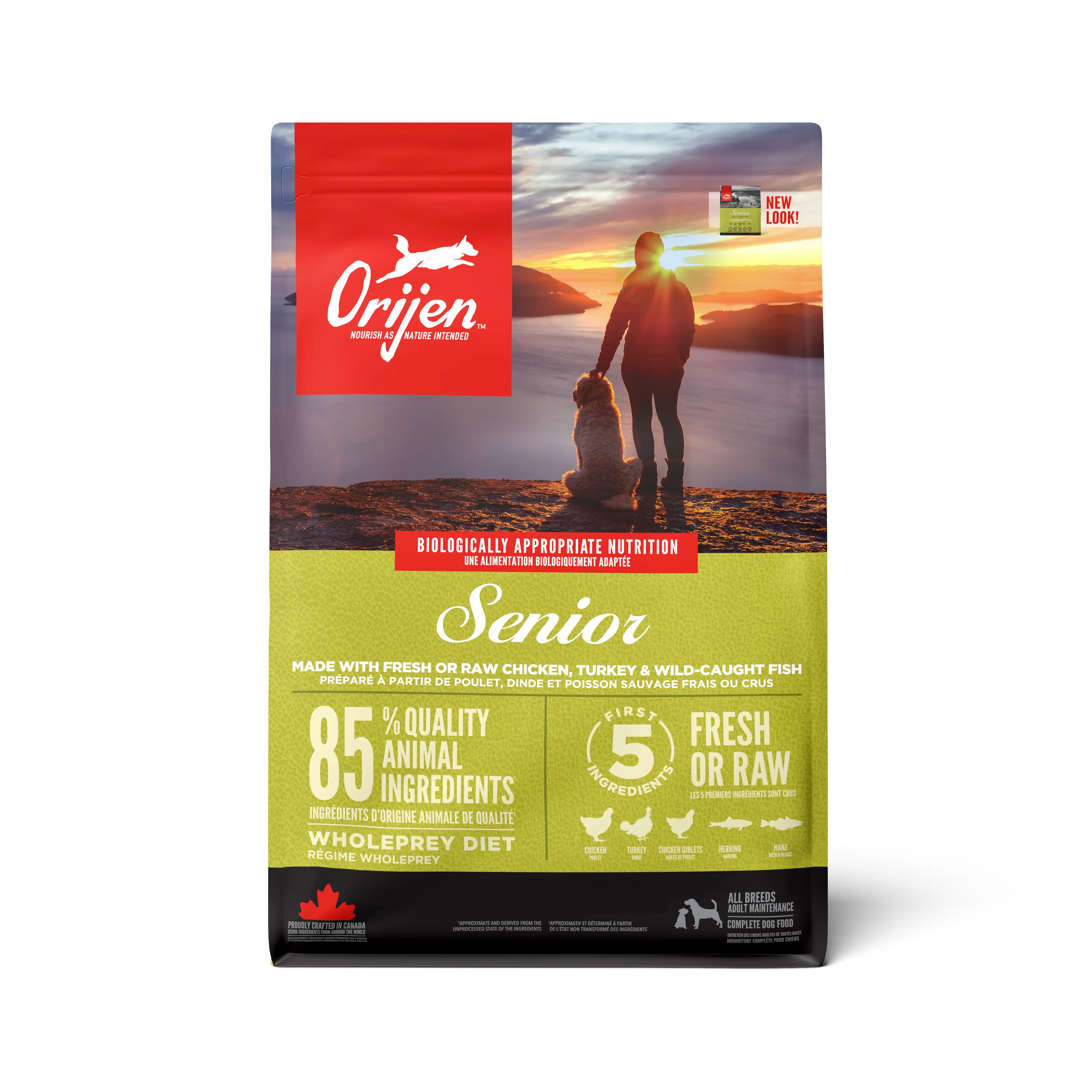 Solid ORIJEN Senior Dry Dog Food with Chicken Turkey Fish Quality